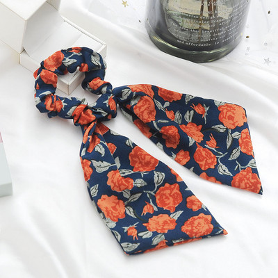 Moda șifon din mătase, cu fundă florală, scrunchies pentru păr femei, frânghie, benzi de cauciuc, suport pentru coadă de cal, accesorii pentru păr pentru fete
