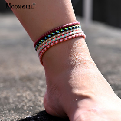 15 buc./lot, aleatoriu, colorat, curea pentru gleznă, brățară de gleznă pentru femei, pentru lanț pentru picioare Boho Beach, desculț, accesorii de bijuterii de vară