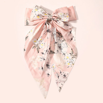 Agrafe mari de păr de 8 inch Agrafe mari cu fundă de mătase Agrafe de păr lungi cu panglică de saitin Agrafe de păr coreene Accesorii pentru femei, fete