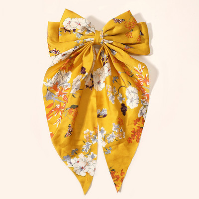 Agrafe mari de păr de 8 inch Agrafe mari cu fundă de mătase Agrafe de păr lungi cu panglică de saitin Agrafe de păr coreene Accesorii pentru femei, fete