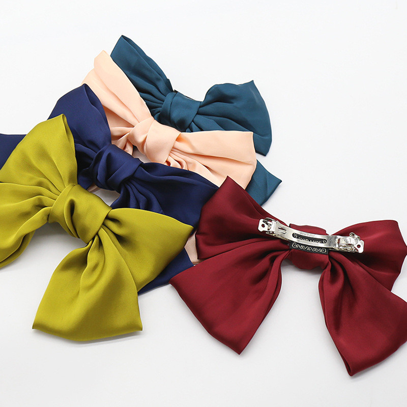 Agrafe mari de păr de 8 inch Agrafe mari cu fundă de mătase Agrafe de păr lungi cu panglică de saitin Agrafe de păr coreene Accesorii pentru femei, fete