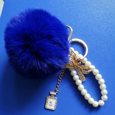 Autós Női kézitáska Kulcstartó Divat Gyöngy lánc Kristály Palack Íj Pompon Kulcstartó Bolyhos Puff Ball Kulcstartó Ékszer