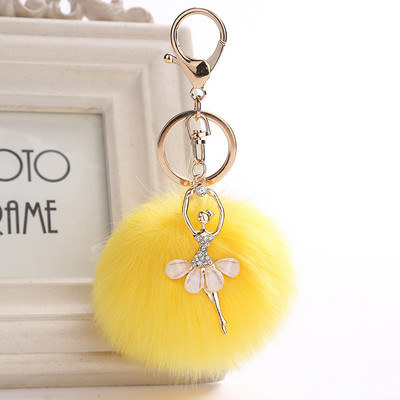 Autós Női kézitáska Kulcstartó Divat Gyöngy lánc Kristály Palack Íj Pompon Kulcstartó Bolyhos Puff Ball Kulcstartó Ékszer