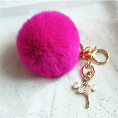 Autós Női kézitáska Kulcstartó Divat Gyöngy lánc Kristály Palack Íj Pompon Kulcstartó Bolyhos Puff Ball Kulcstartó Ékszer
