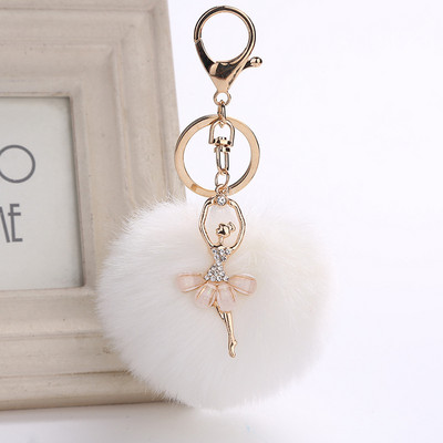 Autós Női kézitáska Kulcstartó Divat Gyöngy lánc Kristály Palack Íj Pompon Kulcstartó Bolyhos Puff Ball Kulcstartó Ékszer