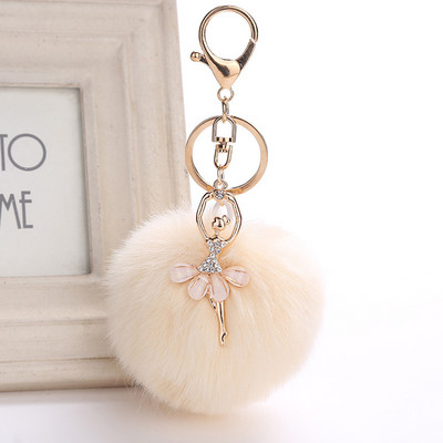Autós Női kézitáska Kulcstartó Divat Gyöngy lánc Kristály Palack Íj Pompon Kulcstartó Bolyhos Puff Ball Kulcstartó Ékszer