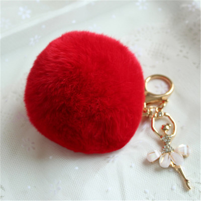 Autós Női kézitáska Kulcstartó Divat Gyöngy lánc Kristály Palack Íj Pompon Kulcstartó Bolyhos Puff Ball Kulcstartó Ékszer
