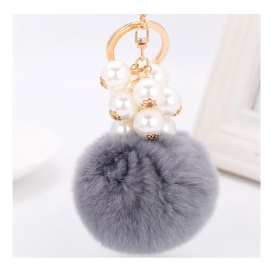 Autós Női kézitáska Kulcstartó Divat Gyöngy lánc Kristály Palack Íj Pompon Kulcstartó Bolyhos Puff Ball Kulcstartó Ékszer
