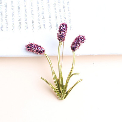 Broșe Pomlee Coada De Vulpe Iarbă Pentru Femei Broșe Animal Mov și Galben Floare Moda Bijouterie Broche Femme Bijoux De Luxe