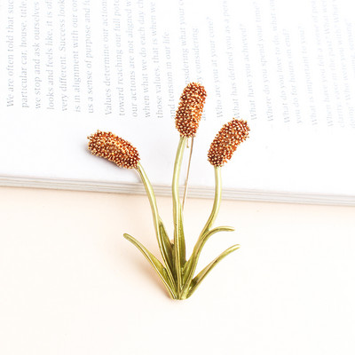 Broșe Pomlee Coada De Vulpe Iarbă Pentru Femei Broșe Animal Mov și Galben Floare Moda Bijouterie Broche Femme Bijoux De Luxe