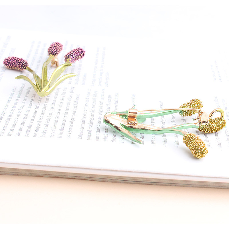 Broșe Pomlee Coada De Vulpe Iarbă Pentru Femei Broșe Animal Mov și Galben Floare Moda Bijouterie Broche Femme Bijoux De Luxe