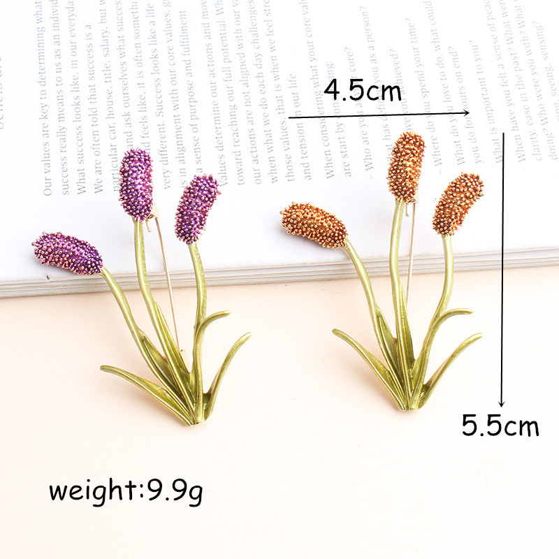 Broșe Pomlee Coada De Vulpe Iarbă Pentru Femei Broșe Animal Mov și Galben Floare Moda Bijouterie Broche Femme Bijoux De Luxe