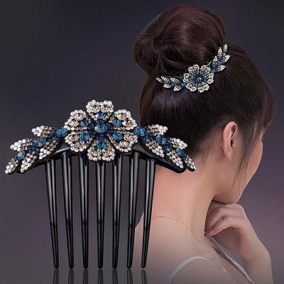 Glittering Rhinestone Hair Combs Claw Clips For Women Retro Flower Barrettes Ornaments Ponytail Holder Hairpins Hair Accessories