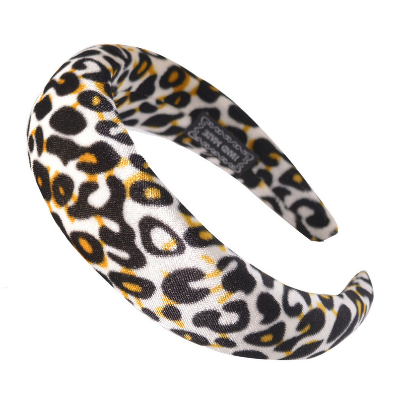 Benzi de păr cu airbag cu imprimeu leopard iridescent pentru femei, fete, accesorii de păr, banda de păr din burete, benzile de păr pentru machiaj sport, benzi pentru cap