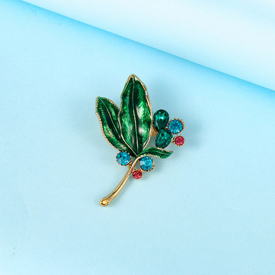 Broșe cu trifoi cu patru foi din sticlă de cristal pentru femei, elegante, cu strasuri complete, corsaj din aliaj de opal verde, pentru femei, broșă, moda