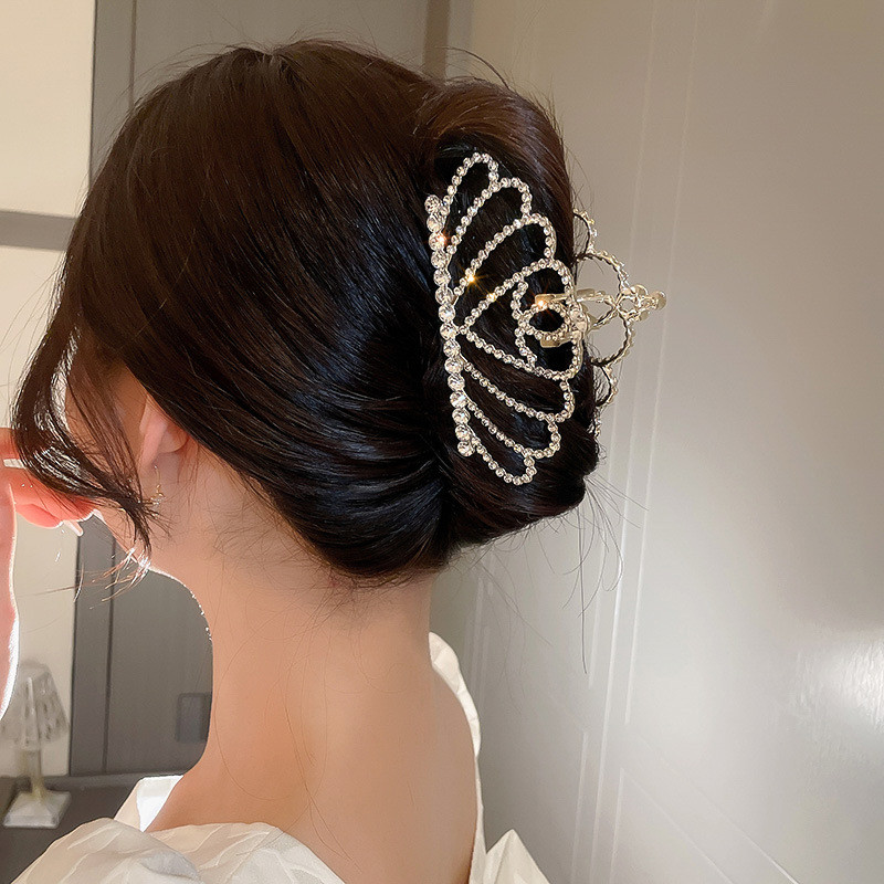 Clip cu gheare de păr coroană mare de aur pentru femei Agrafe de păr cu strasuri de perle pentru fete Agrafe de păr la modă coreeană Accesorii