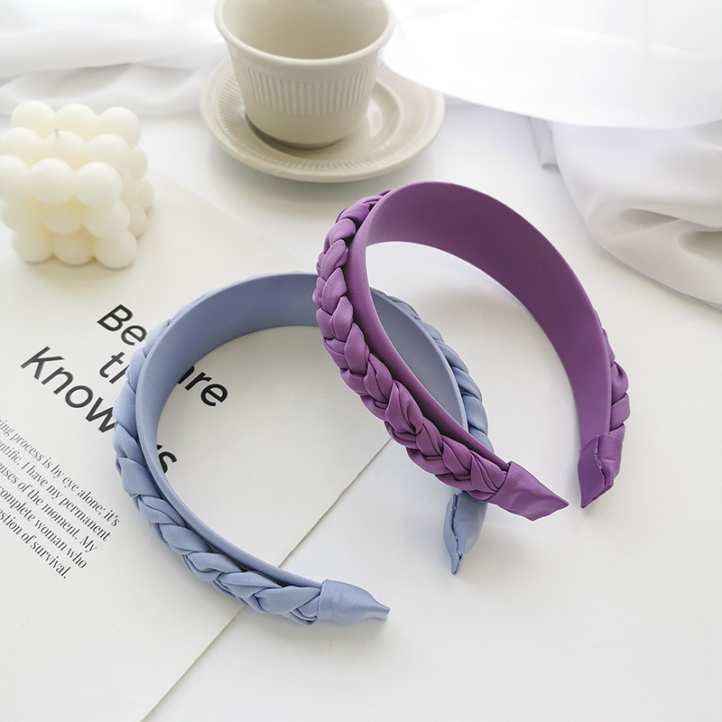 Bentite din satin de culoare solidă, de modă, pentru femei, bentita de nuntă, cu cerc lucrat manual, bentiță din împletitură, accesorii pentru păr, nou sosire