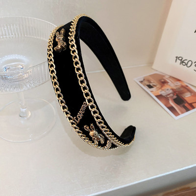 urs negru iepure bentițe de păr Articole pentru cap pentru fete lanțuri coreeană de designer de modă benzi de brand bentițe cu cerc accesorii de păr pentru femei