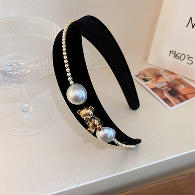 urs negru iepure bentițe de păr Articole pentru cap pentru fete lanțuri coreeană de designer de modă benzi de brand bentițe cu cerc accesorii de păr pentru femei