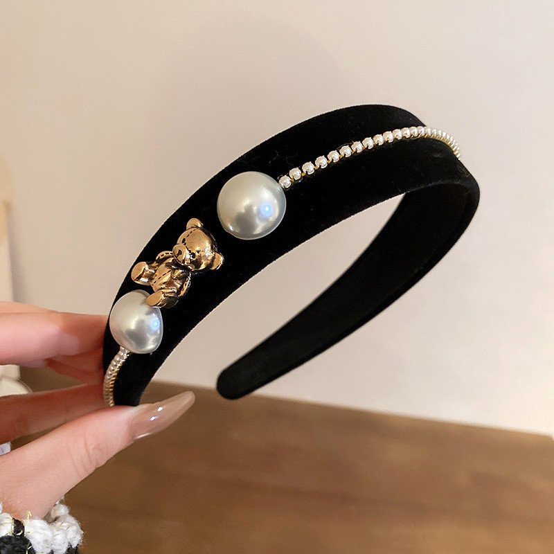 urs negru iepure bentițe de păr Articole pentru cap pentru fete lanțuri coreeană de designer de modă benzi de brand bentițe cu cerc accesorii de păr pentru femei