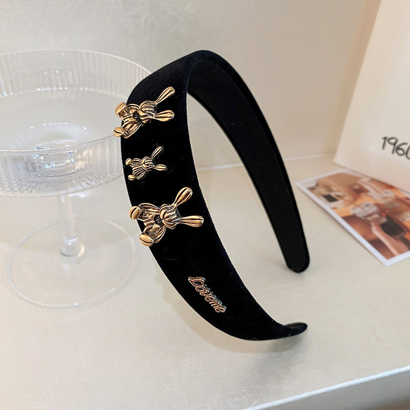 urs negru iepure bentițe de păr Articole pentru cap pentru fete lanțuri coreeană de designer de modă benzi de brand bentițe cu cerc accesorii de păr pentru femei