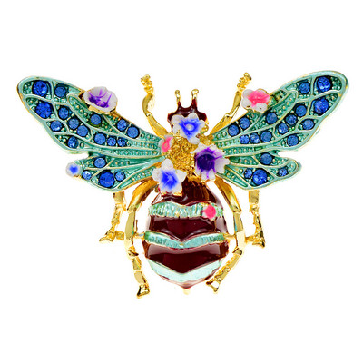 CINDY XIANG Broșe de albină cu flori cu strasuri pentru femei, 3 culori disponibile, ac cu insecte, primăvară, vară, cămașă, bijuterii, nou 2022