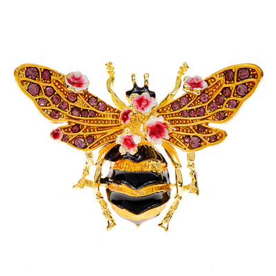 CINDY XIANG Broșe de albină cu flori cu strasuri pentru femei, 3 culori disponibile, ac cu insecte, primăvară, vară, cămașă, bijuterii, nou 2022