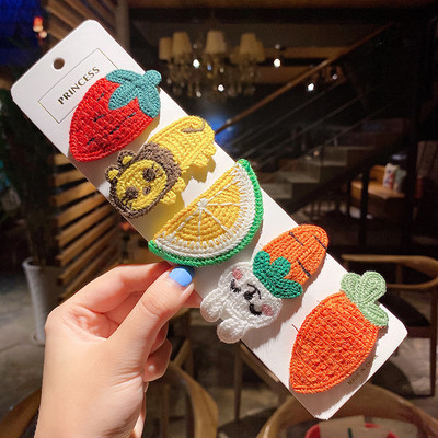 5 bucăți/pachet Agrafe pentru cleme de păr din lână de tricotat Fructe drăguțe pentru copii cleme de păr Seturi de barete accesorii de păr coreeană Lolita pentru fete