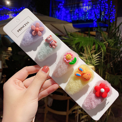 5 bucăți/pachet Agrafe pentru cleme de păr din lână de tricotat Fructe drăguțe pentru copii cleme de păr Seturi de barete accesorii de păr coreeană Lolita pentru fete