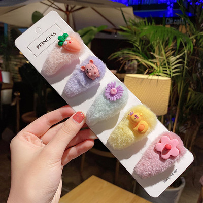 5 bucăți/pachet Agrafe pentru cleme de păr din lână de tricotat Fructe drăguțe pentru copii cleme de păr Seturi de barete accesorii de păr coreeană Lolita pentru fete