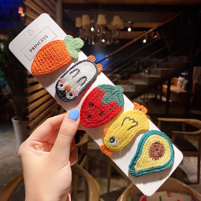 5 bucăți/pachet Agrafe pentru cleme de păr din lână de tricotat Fructe drăguțe pentru copii cleme de păr Seturi de barete accesorii de păr coreeană Lolita pentru fete