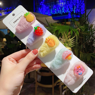 5 bucăți/pachet Agrafe pentru cleme de păr din lână de tricotat Fructe drăguțe pentru copii cleme de păr Seturi de barete accesorii de păr coreeană Lolita pentru fete