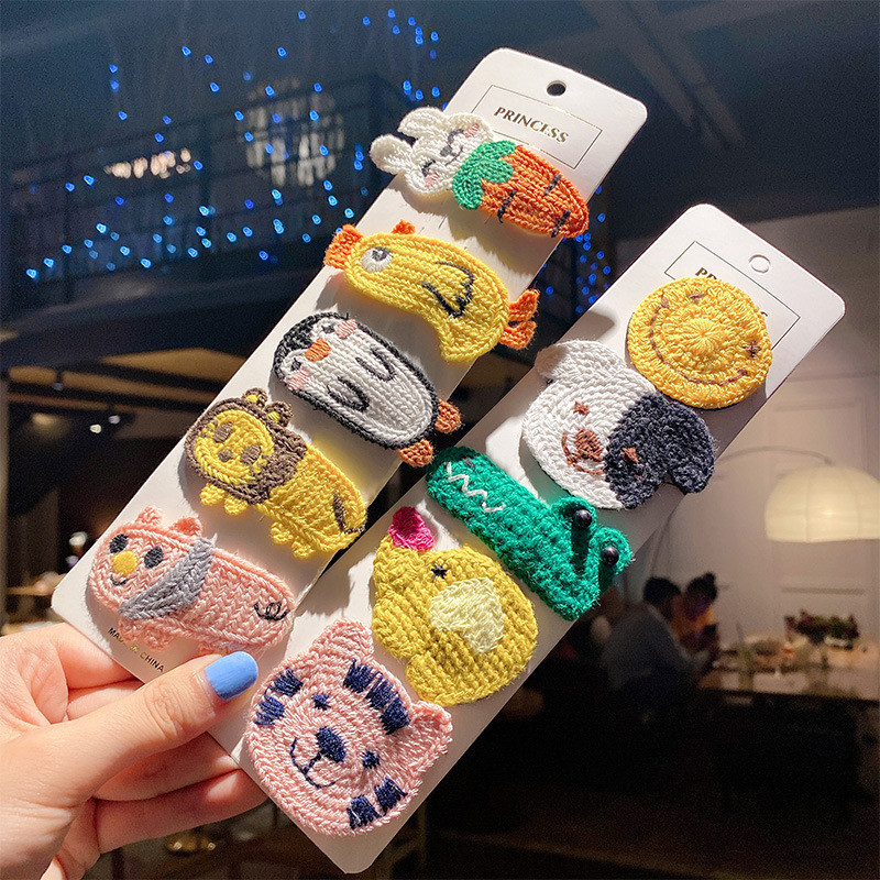 5 bucăți/pachet Agrafe pentru cleme de păr din lână de tricotat Fructe drăguțe pentru copii cleme de păr Seturi de barete accesorii de păr coreeană Lolita pentru fete