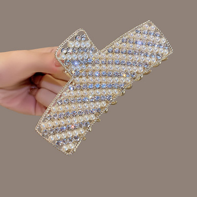 Fashion Pearl Strass Metal Aur Agrafă de păr Diamond Agrafe Suport pentru coadă de cal Ace pentru gheare de păr Accesorii pentru păr de lux coreeană