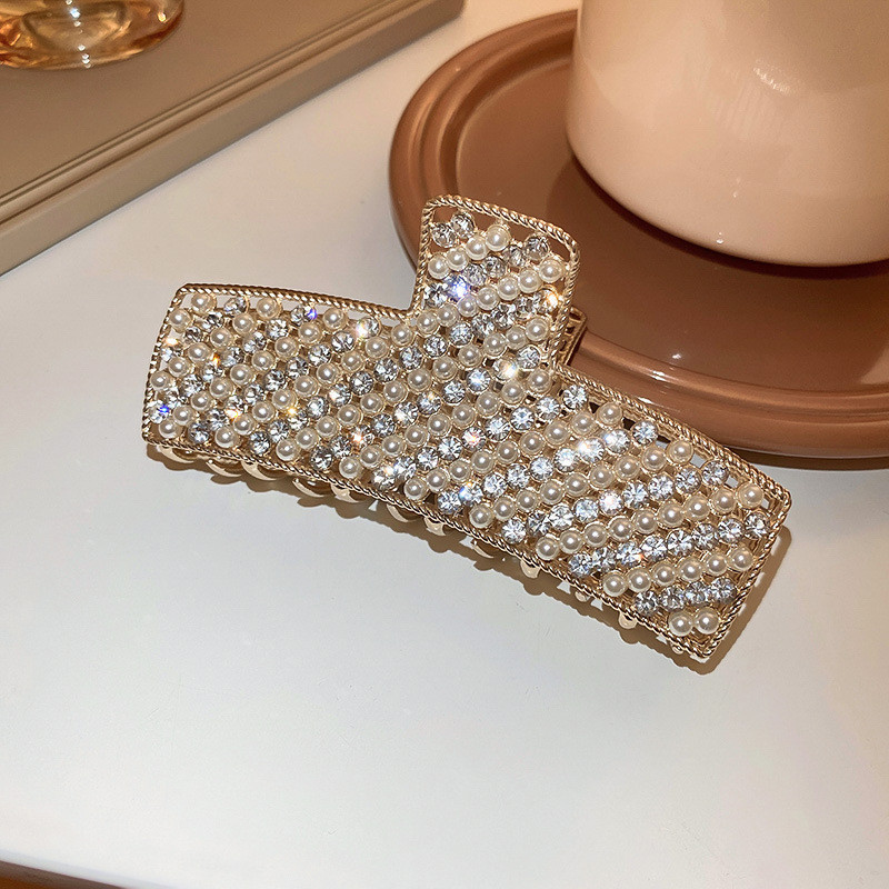 Fashion Pearl Strass Metal Aur Agrafă de păr Diamond Agrafe Suport pentru coadă de cal Ace pentru gheare de păr Accesorii pentru păr de lux coreeană