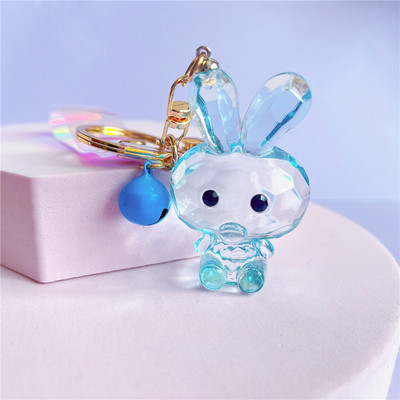 Breloc cu iepure transparent de desene animate drăguț 2021 tendință fantezie de cristal iepuraș păpușă pandantiv breloc rucsac Ornamente pentru mașină cadouri