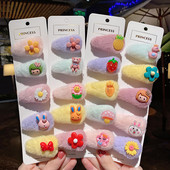 5 bucăți/pachet Agrafe pentru cleme de păr din lână de iarnă Agrafe de cleme de păr cu desene animate drăguțe pentru copii Seturi de barete accesorii de păr Lolita coreeană pentru fete
