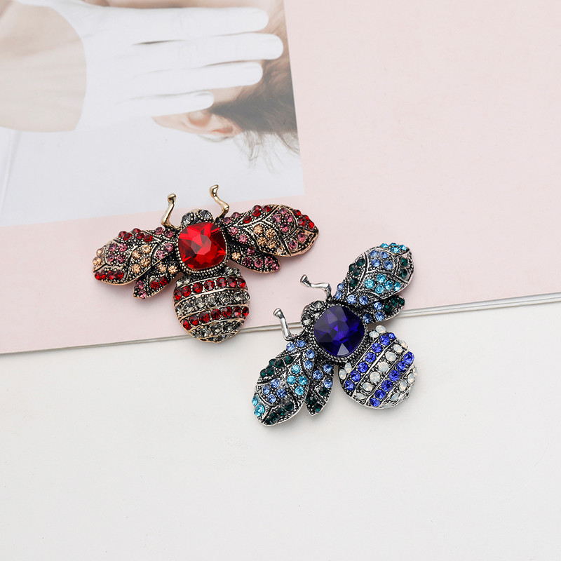 CINDY XIANG Broșă de albină cu strasuri, broșă mare cu insecte de modă, vintage pentru femei, haină de iarnă, bijuterii de înaltă calitate