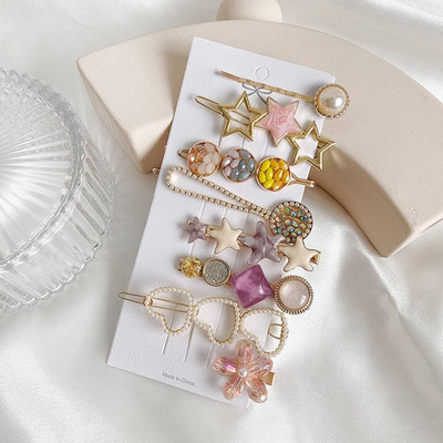 4/8 buc/pachet Seturi drăguțe de agrafe de păr din rășină Ace pentru cască clemă cu strasuri Agrafe de păr Accesorii de păr din perle aurii pentru femei