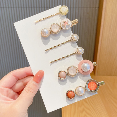 4/8 buc/pachet Seturi drăguțe de agrafe de păr din rășină Ace pentru cască clemă cu strasuri Agrafe de păr Accesorii de păr din perle aurii pentru femei