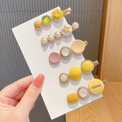 4/8 buc/pachet Seturi drăguțe de agrafe de păr din rășină Ace pentru cască clemă cu strasuri Agrafe de păr Accesorii de păr din perle aurii pentru femei