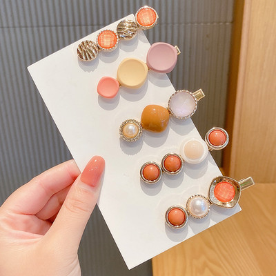 4/8 buc/pachet Seturi drăguțe de agrafe de păr din rășină Ace pentru cască clemă cu strasuri Agrafe de păr Accesorii de păr din perle aurii pentru femei