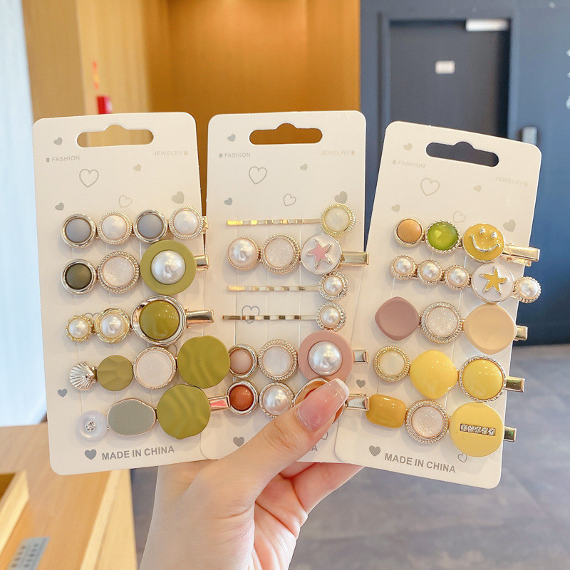 4/8 buc/pachet Seturi drăguțe de agrafe de păr din rășină Ace pentru cască clemă cu strasuri Agrafe de păr Accesorii de păr din perle aurii pentru femei