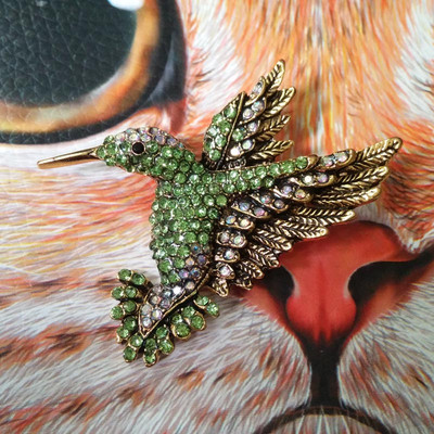 CINDY XIANG, nou sosire, albastru bleumarin, broșe colibri cu strasuri, pentru femei, ace cu animale de modă vintage, cadou de înaltă calitate