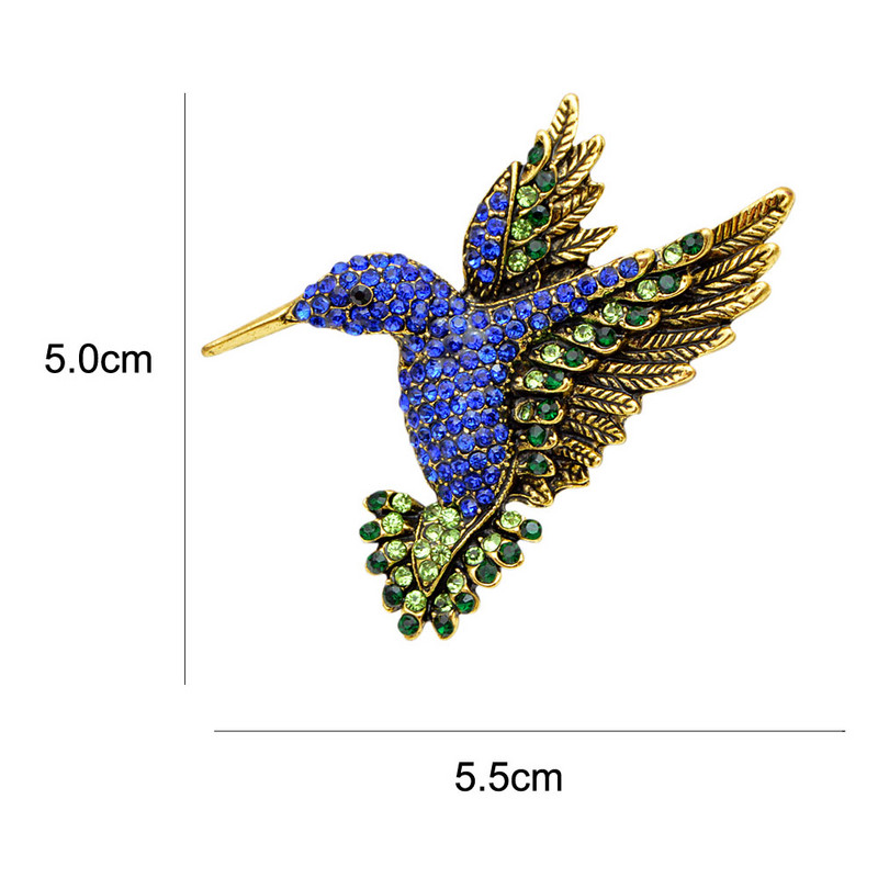CINDY XIANG, nou sosire, albastru bleumarin, broșe colibri cu strasuri, pentru femei, ace cu animale de modă vintage, cadou de înaltă calitate