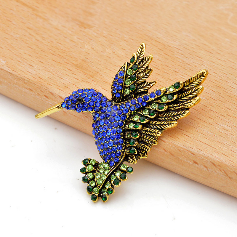 CINDY XIANG, nou sosire, albastru bleumarin, broșe colibri cu strasuri, pentru femei, ace cu animale de modă vintage, cadou de înaltă calitate