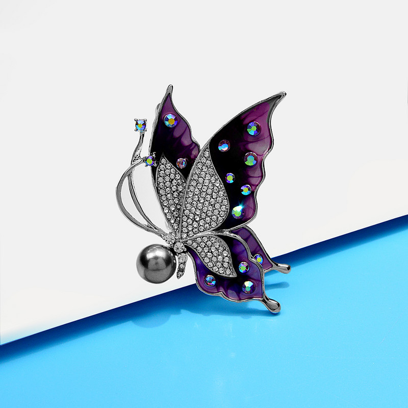 CINDY XIANG Broșe frumoase cu fluture cu stras pentru femei, elegante, cu insecte, bijuterii emailate, accesorii pentru haine, de înaltă calitate