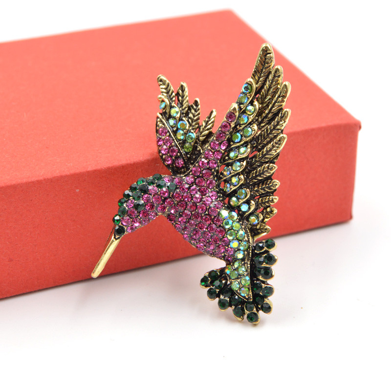 CINDY XIANG Broșe cu colibri cu strasuri colorate pentru femei, ac cu animale, accesorii de modă din Coreea, haină de iarnă, bijuterii de petrecere