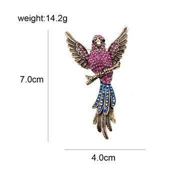 CINDY XIANG Модни брошки за птици с кристали за жени Parrot Pin Bid Vintage Style 2 цвята, налични високо качество