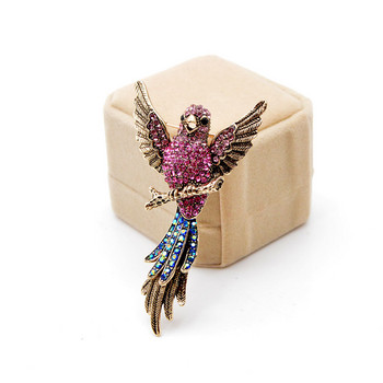 CINDY XIANG Модни брошки за птици с кристали за жени Parrot Pin Bid Vintage Style 2 цвята, налични високо качество